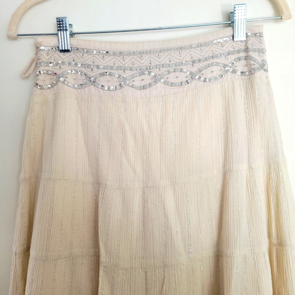 Cotton Creme Gauzy Tiered Midi Skirt size 10 (girls) size 2 (womens) - Picture 10 of 12